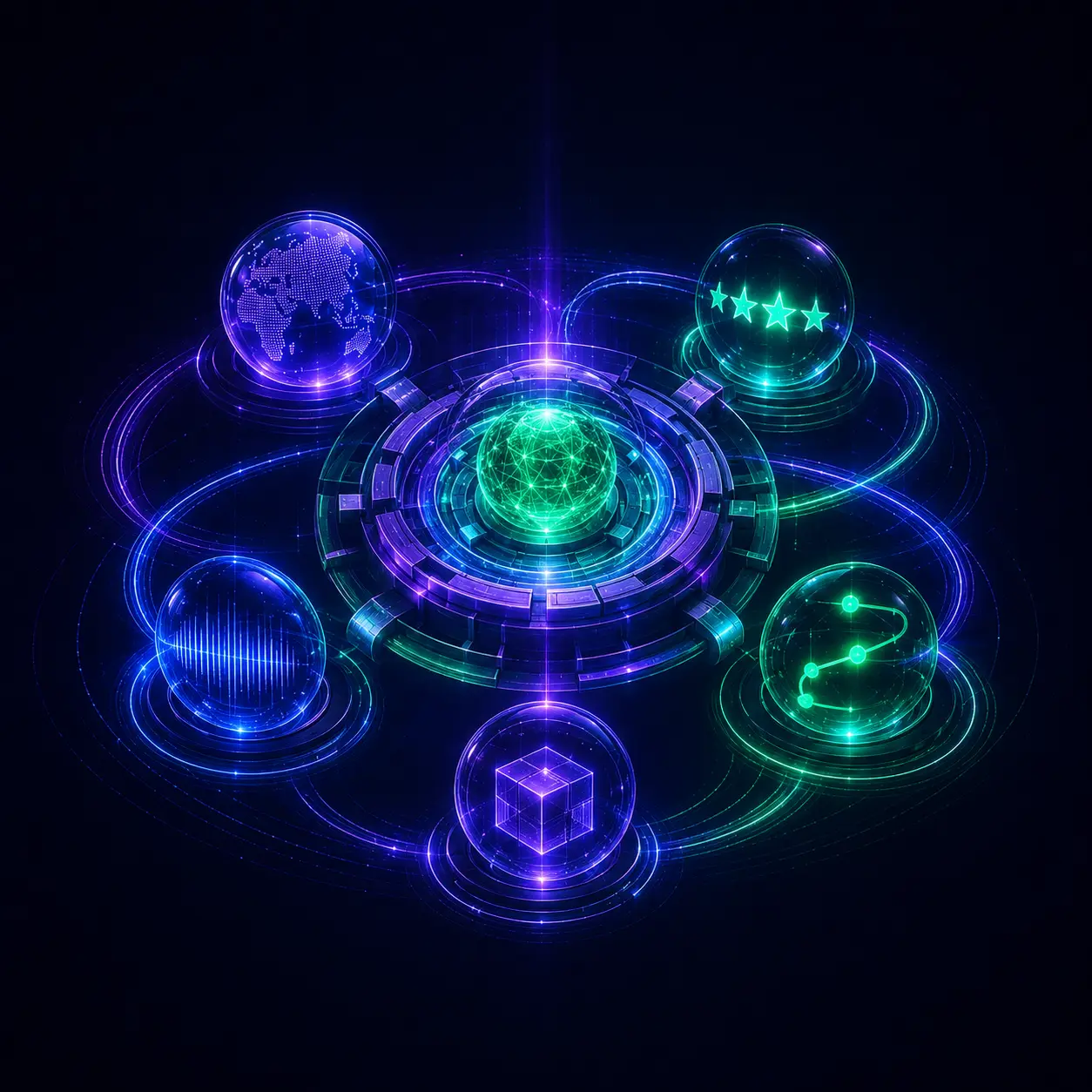 A central orchestration core connecting the complete growth system