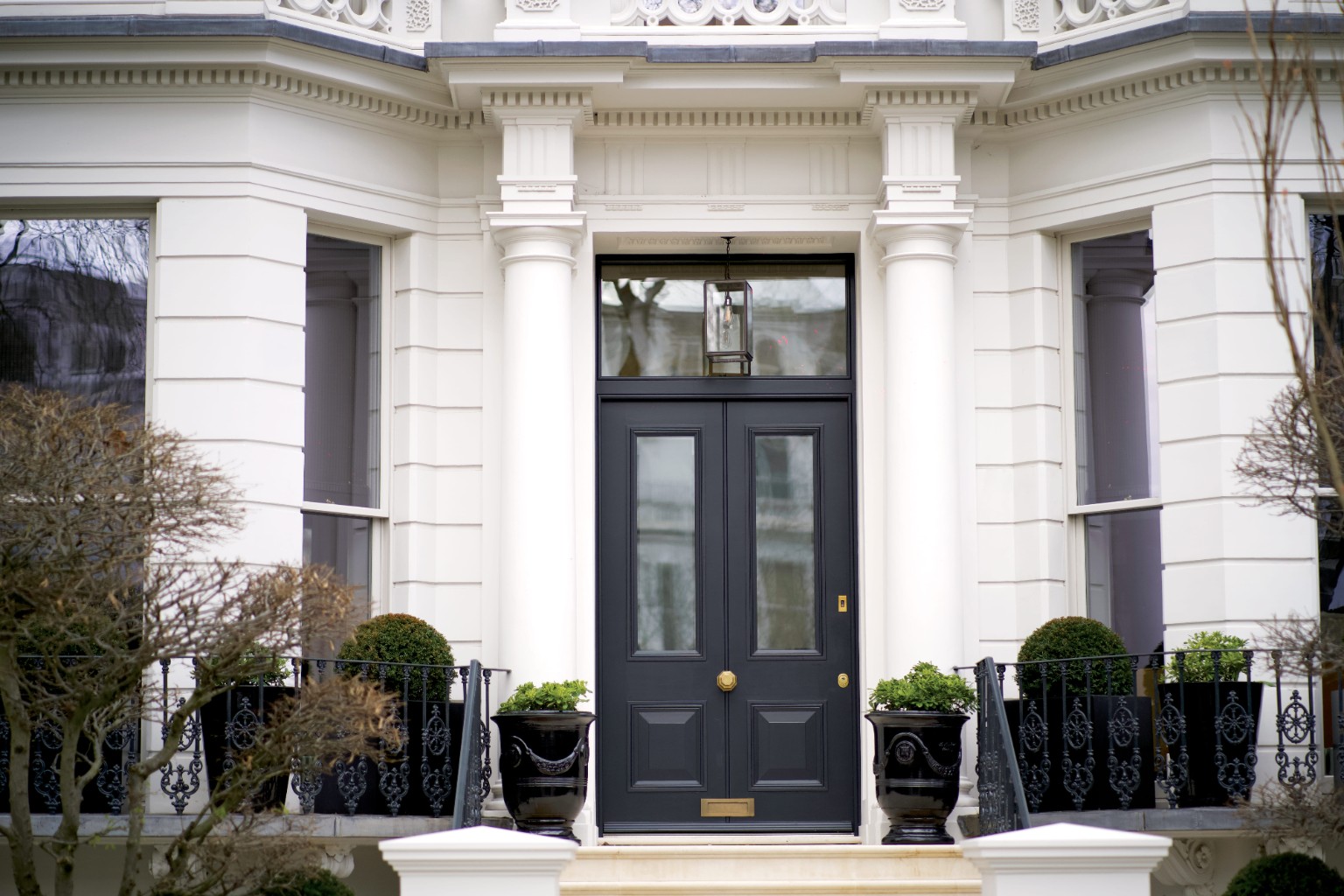Premium black front door installed in a Georgian-style property